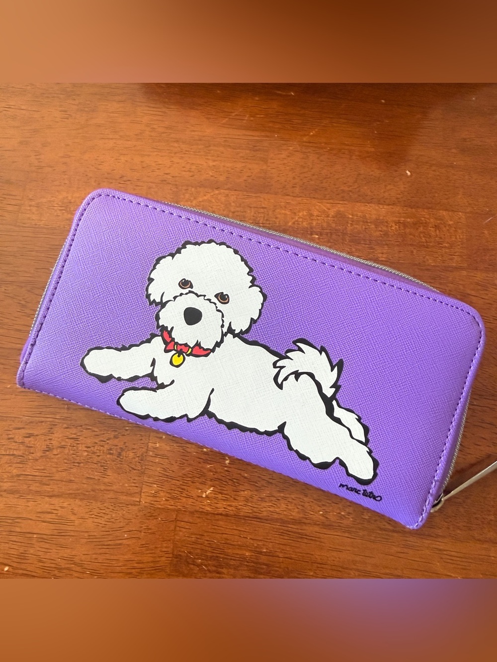 Purple Bichon Frise Poodle Puppy Cute Dog Wallet Purple Marc Tetro Like New